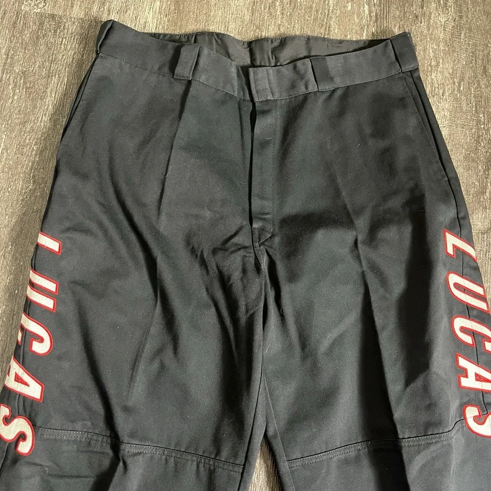 Lucas Oil Pants Mens Black Embroidered Workwear Work Mechanic Racing 38x32